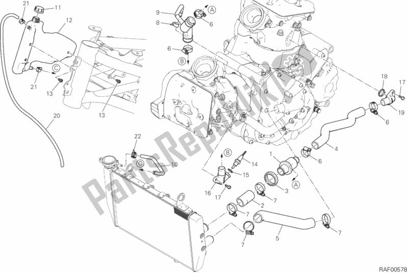 Todas las partes para Circuito De Enfriamiento de Ducati Multistrada 950 USA 2018